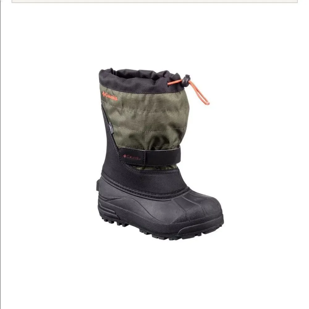 Columbia | Infants Kids Powderbug Plus II Waterproof Pac Boots Green Black | 4